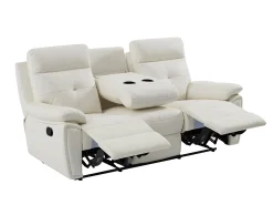 Sofá relax de 3 plazas de piel blanco estilo contemporáneo VINETA