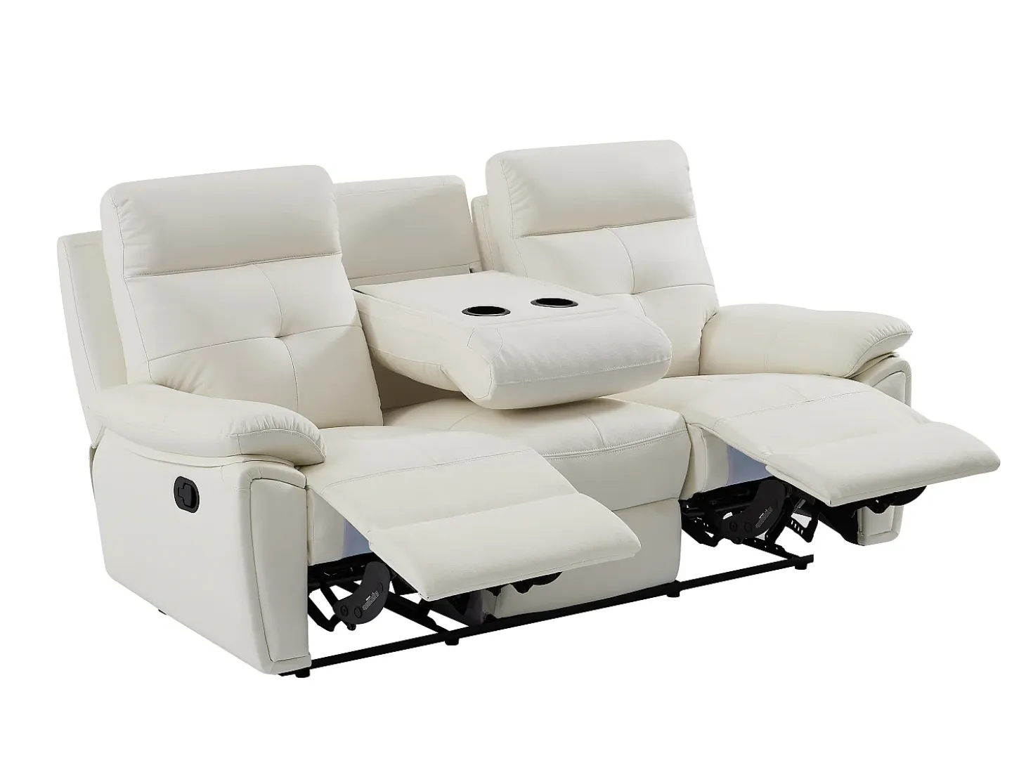 Sofá relax de 3 plazas de piel blanco estilo contemporáneo VINETA