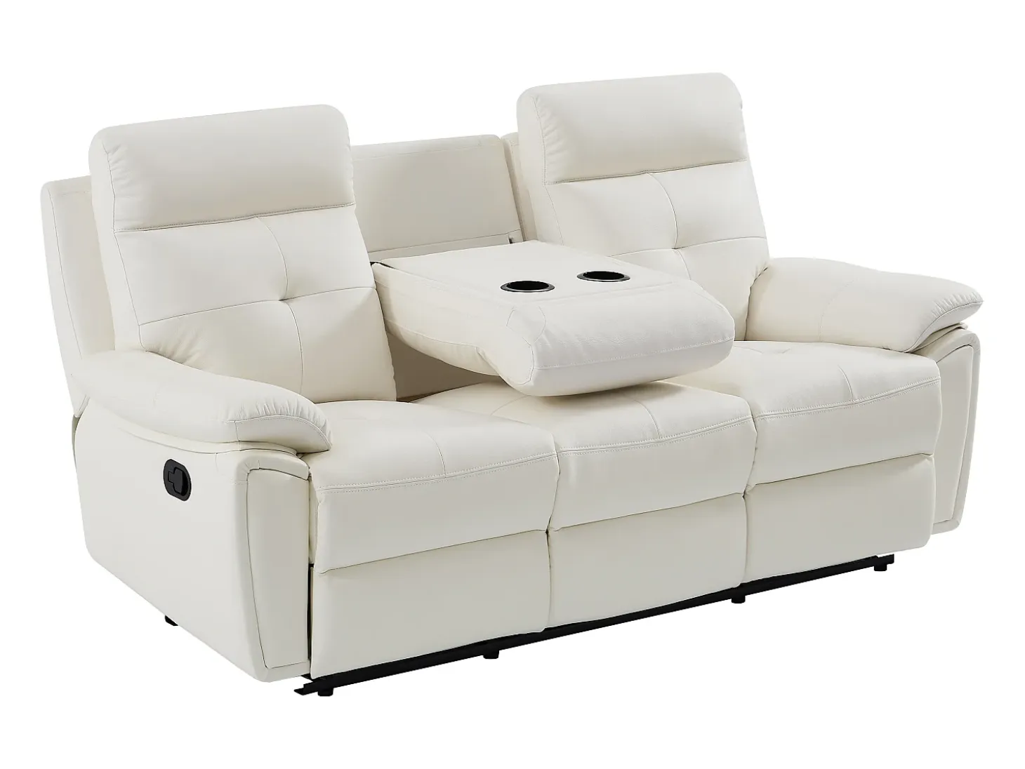 Sofá relax de 3 plazas de piel blanco estilo contemporáneo VINETA