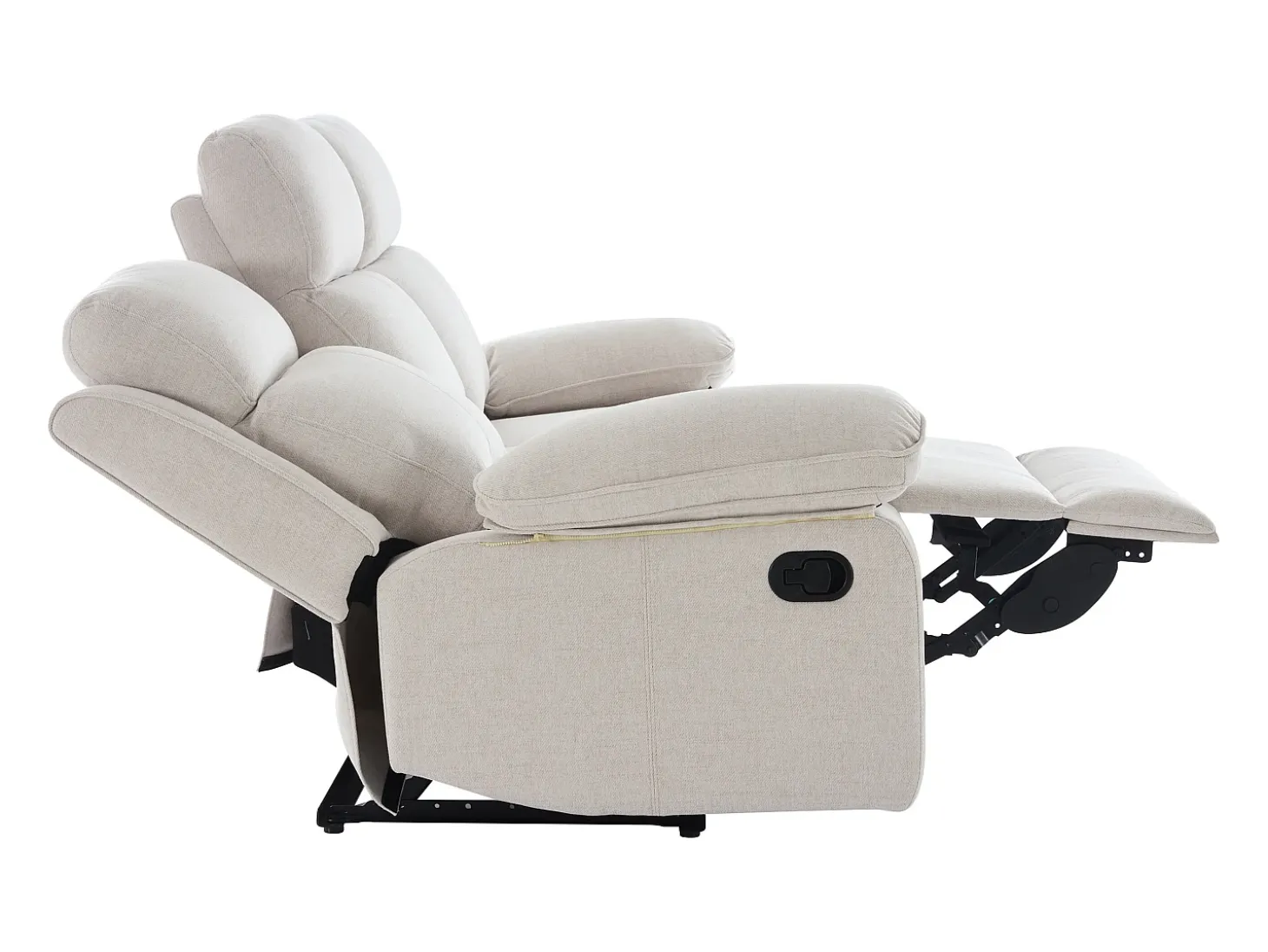Sofá relax de 3 plazas de tela chenilla color beige LANA