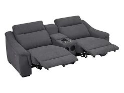 Sofá relax eléctrico de 2 plazas de tela gris VERETO