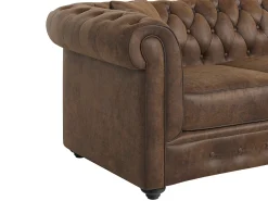 Sofá rinconera chesterfield de microfibra envejecido TOLEDO