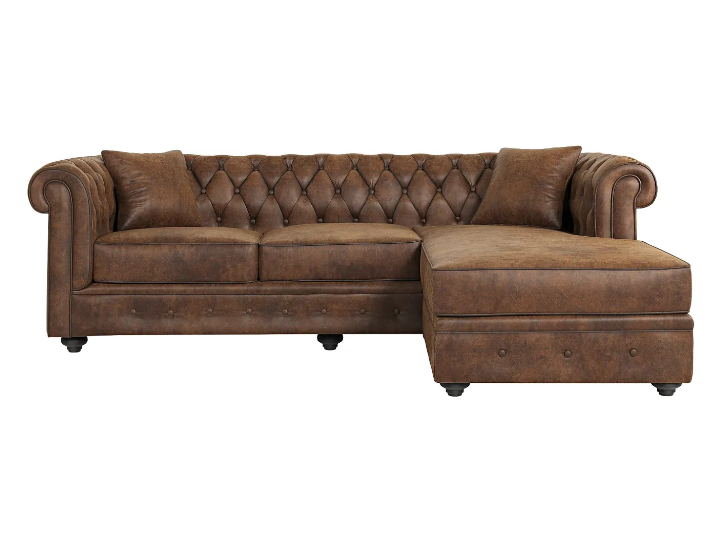 Sofá rinconera chesterfield de microfibra envejecido TOLEDO