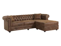 Sofá rinconera chesterfield de microfibra envejecido TOLEDO
