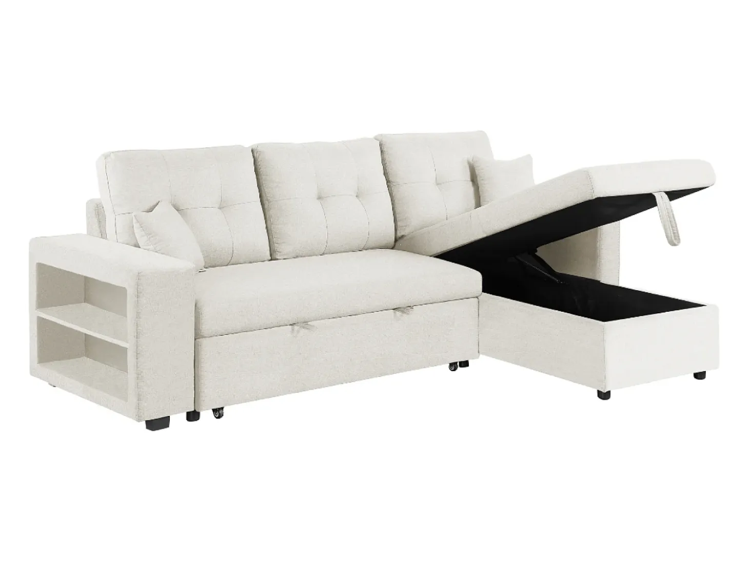 Sofá rinconera convertible 4 plazas beige GLASGOW