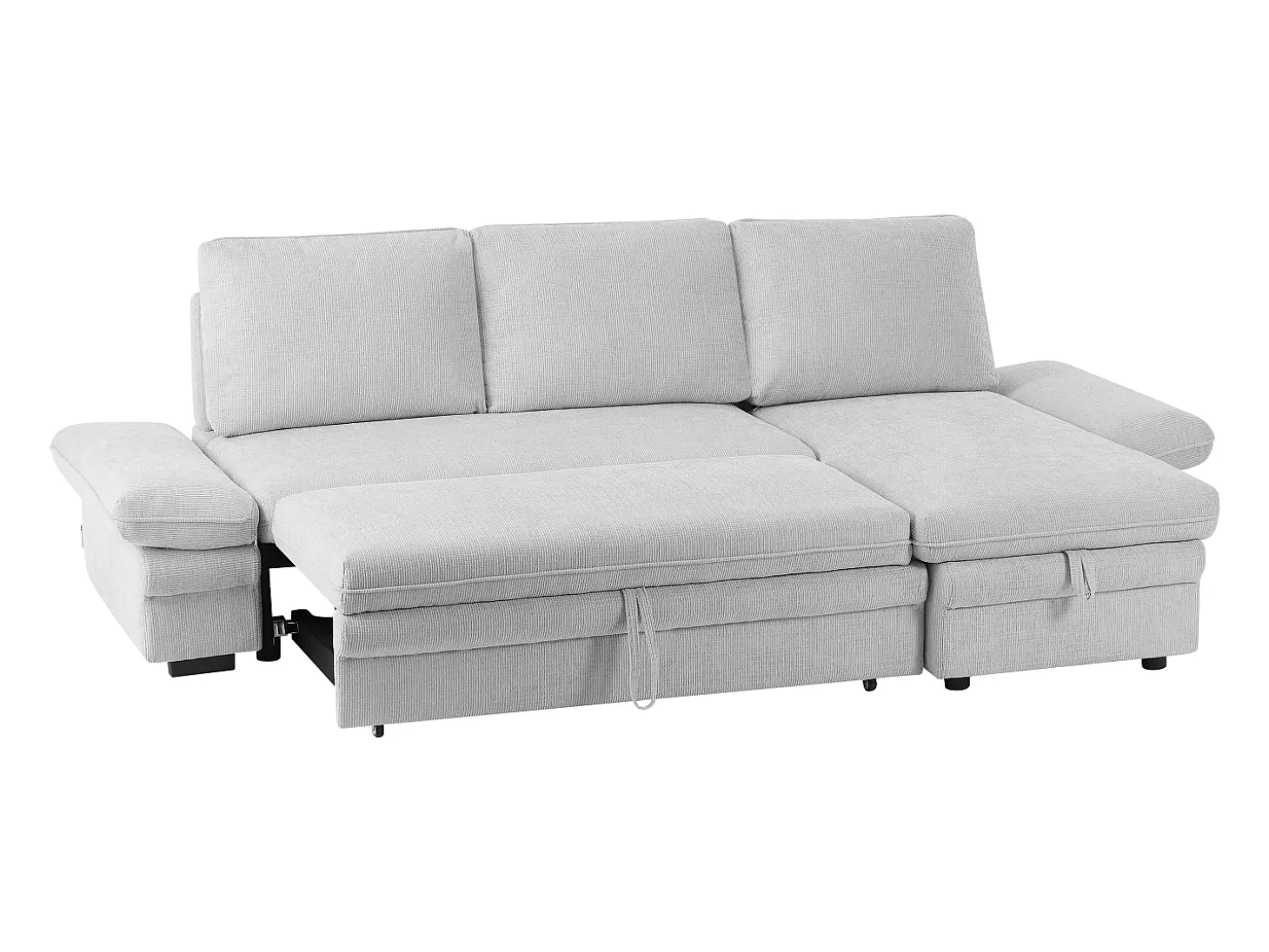 Sofá rinconera convertible y reversible en chenilla gris claro SIVIARA