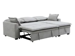 Sofá rinconera convertible y reversible en tejido gris claro ZAKILA