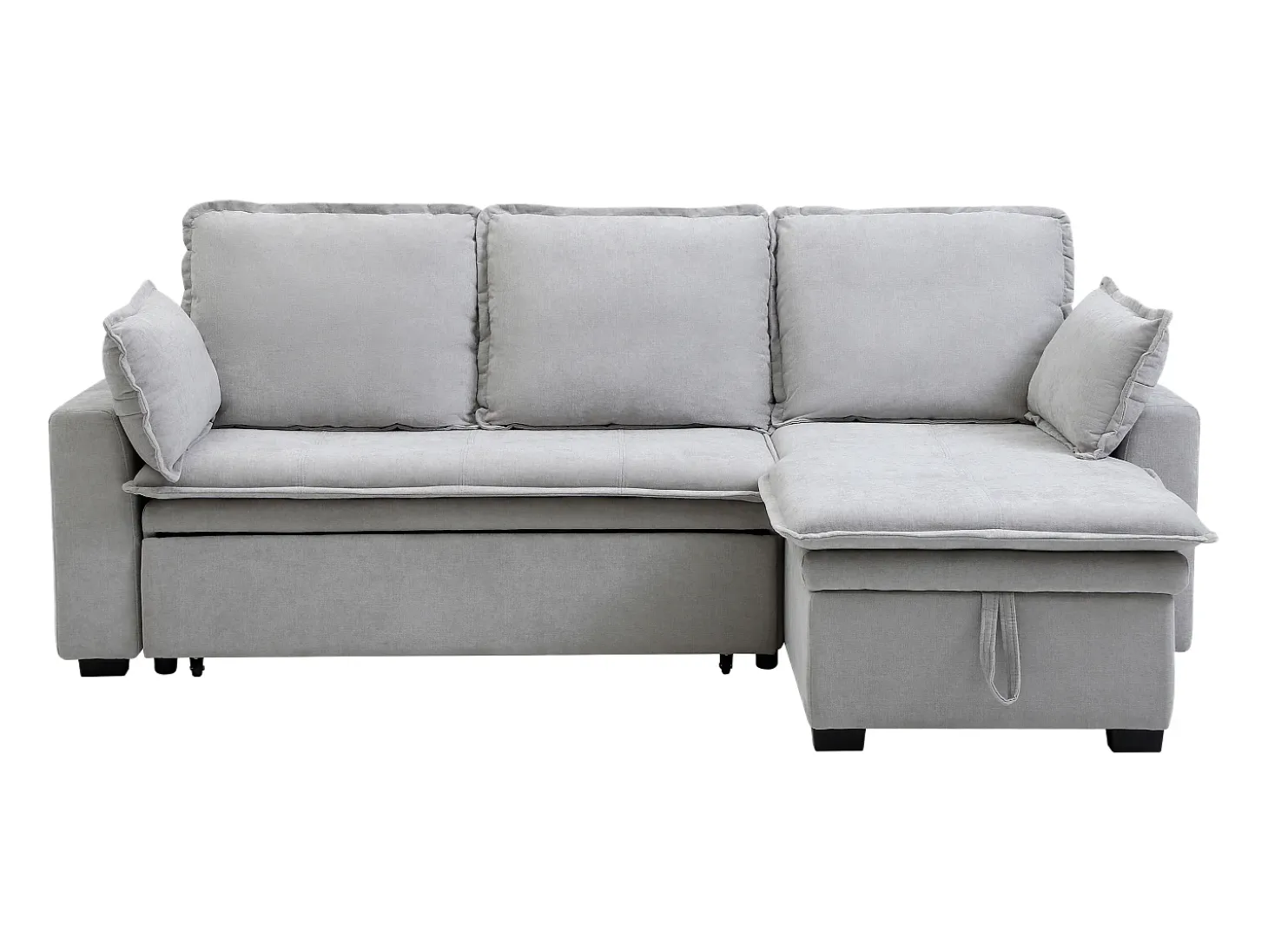 Sofá rinconera convertible y reversible en tejido gris claro ZAKILA