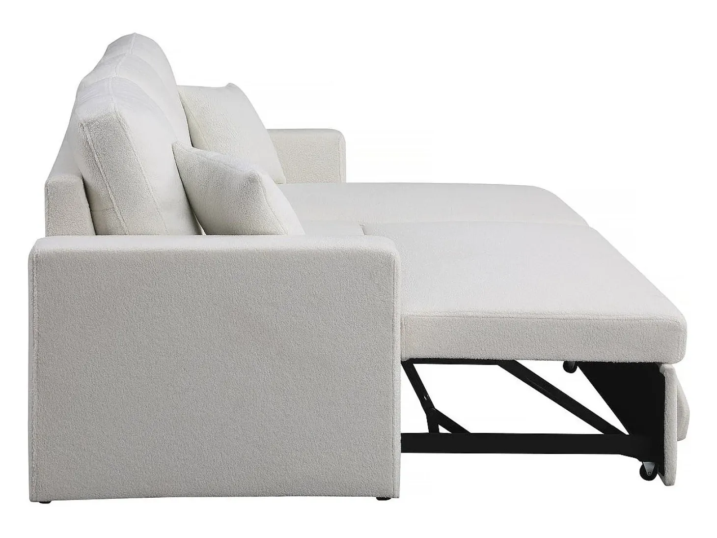 Sofá rinconera convertible/reversible con box "Alain"- 3 plazas - Bouclettes - Blanco