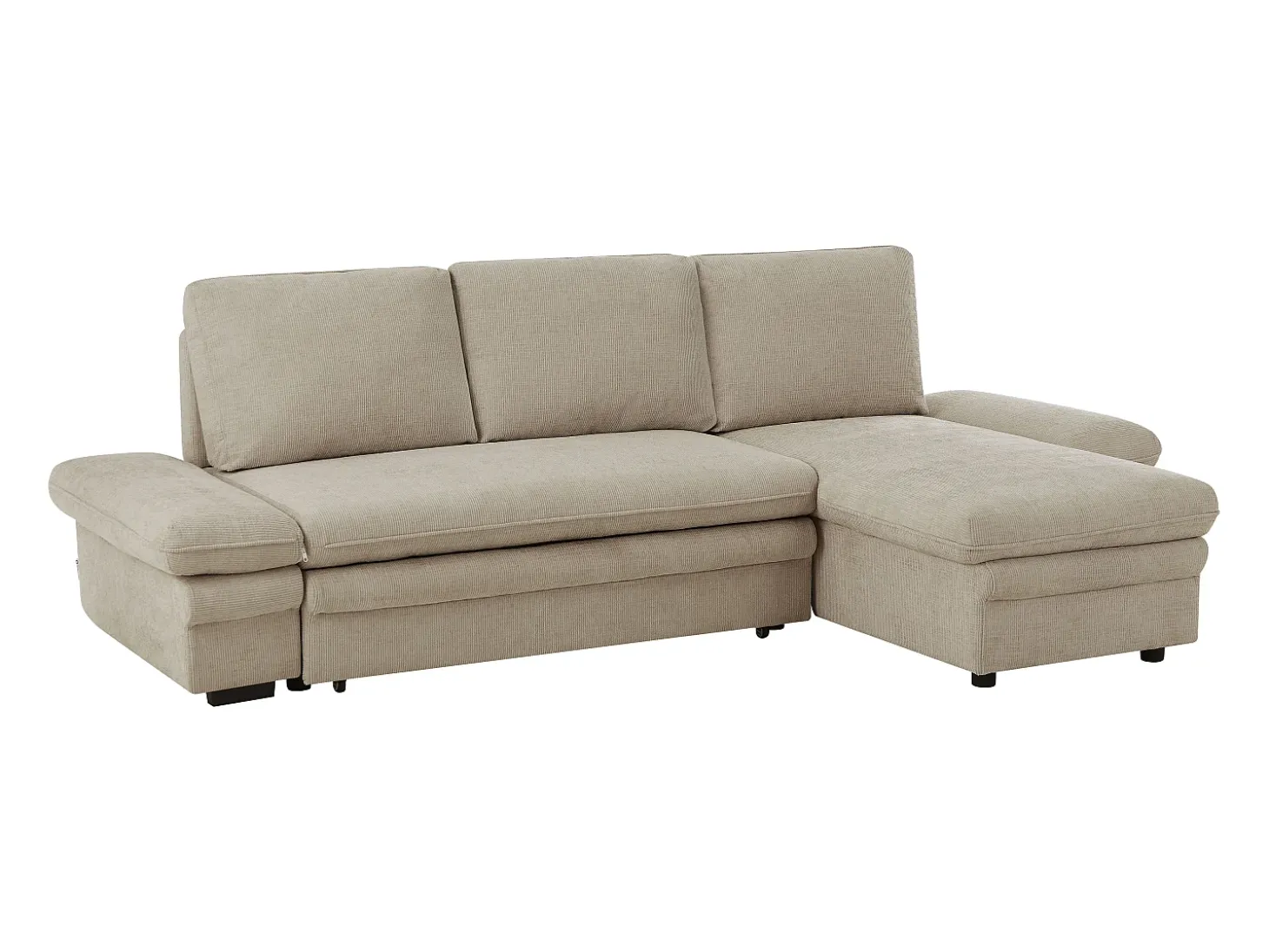 Sofá rinconera convertible y reversible en chenilla beige SIVIARA