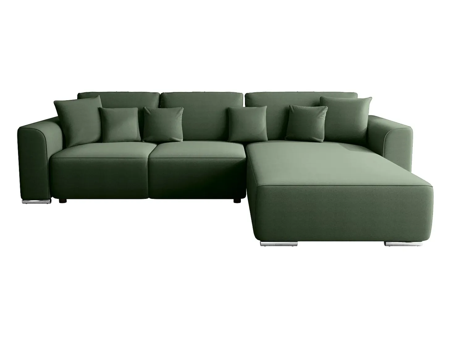 Sofá rinconera convertible y reversible de tela verde abeto MELTANA