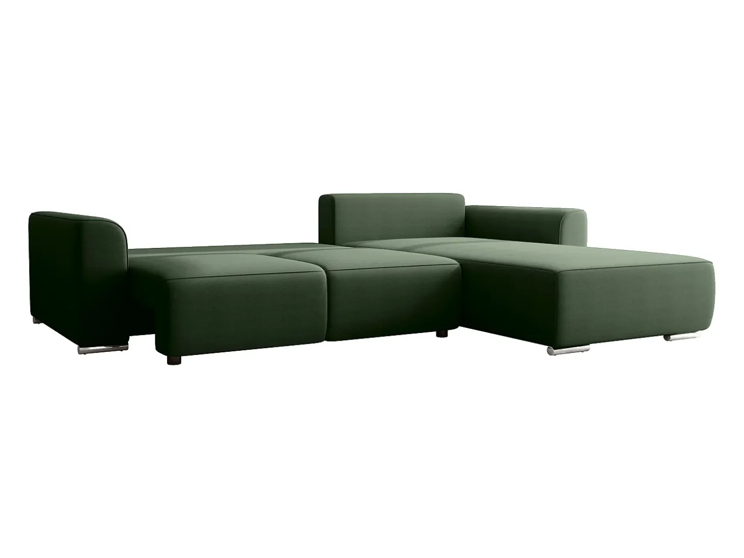 Sofá rinconera convertible y reversible de tela verde abeto MELTANA