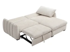 Sofá rinconera convertible y reversible en tela jaspeada beige MONAVI