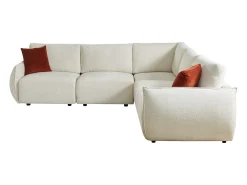 Sofá rinconera de 5 plazas en chenilla beige OCTAVINE