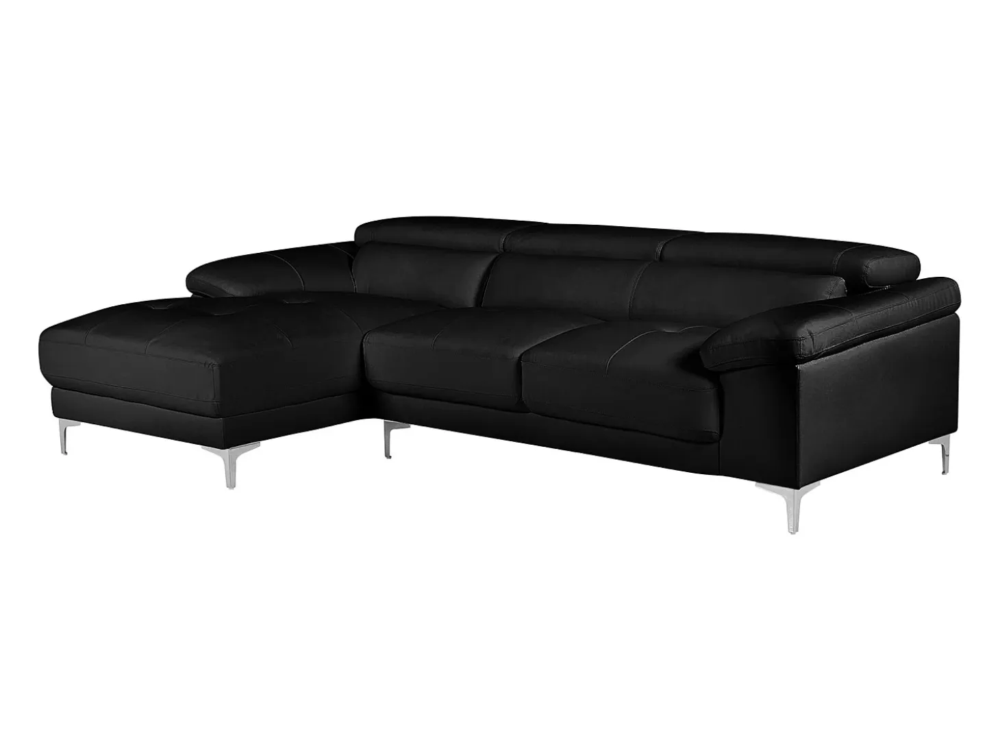 Sofá rinconera de piel ángulo izquierdo color negro SOLANGE