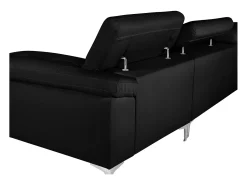 Sofá rinconera de piel ángulo izquierdo color negro SOLANGE