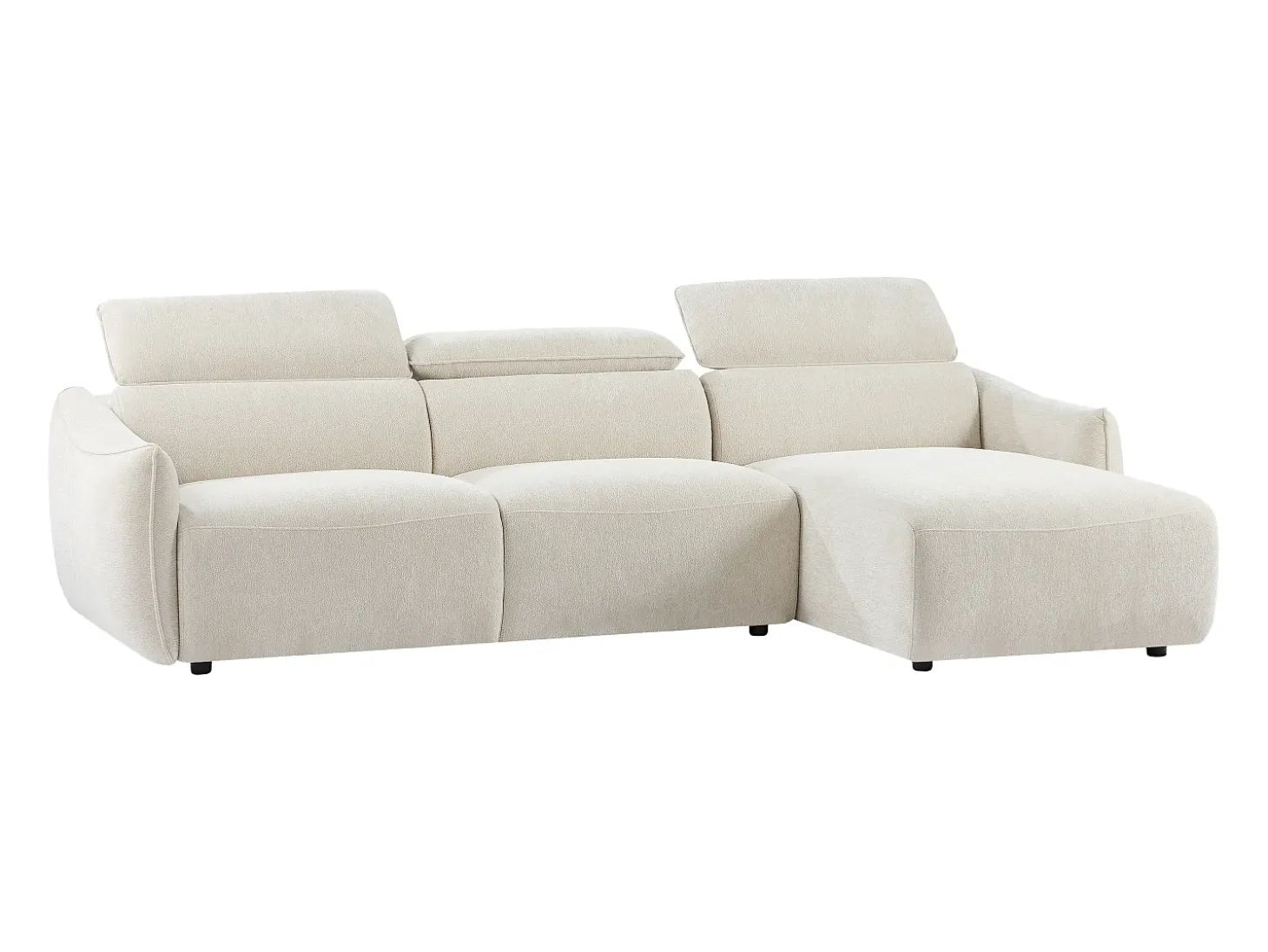 Sofá rinconera derech en chenilla beige TAZIZA