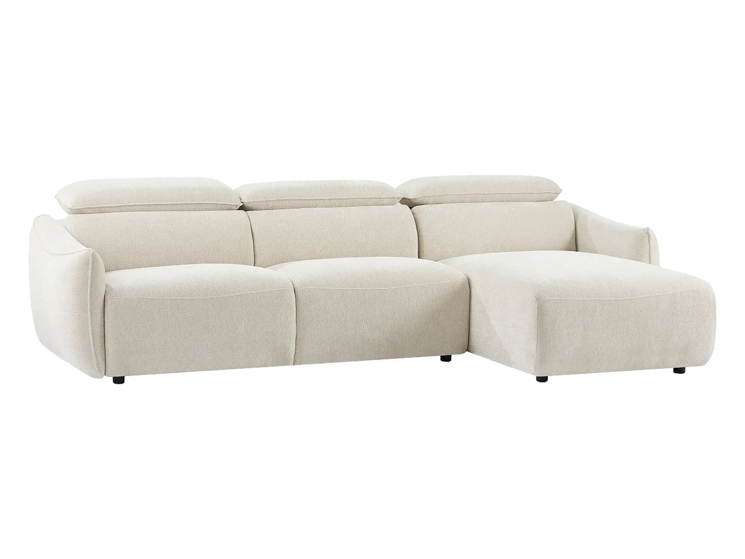 Sofá rinconera derech en chenilla beige TAZIZA