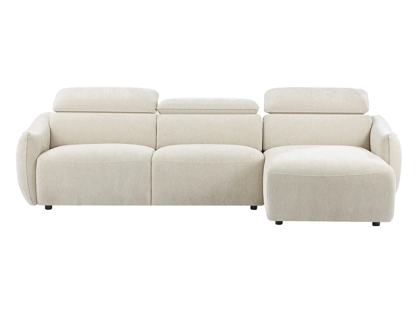 Sofá rinconera derech en chenilla beige TAZIZA