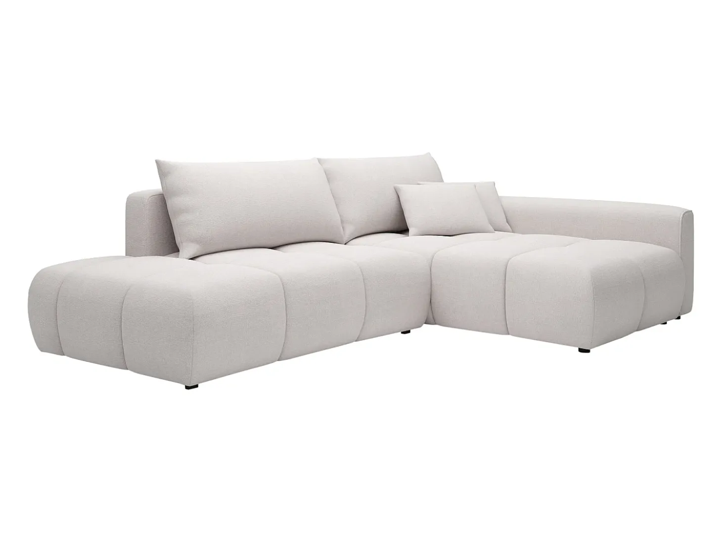 Sofá rinconera derecha abierto convertible en tela texturizada beige MINTURNO