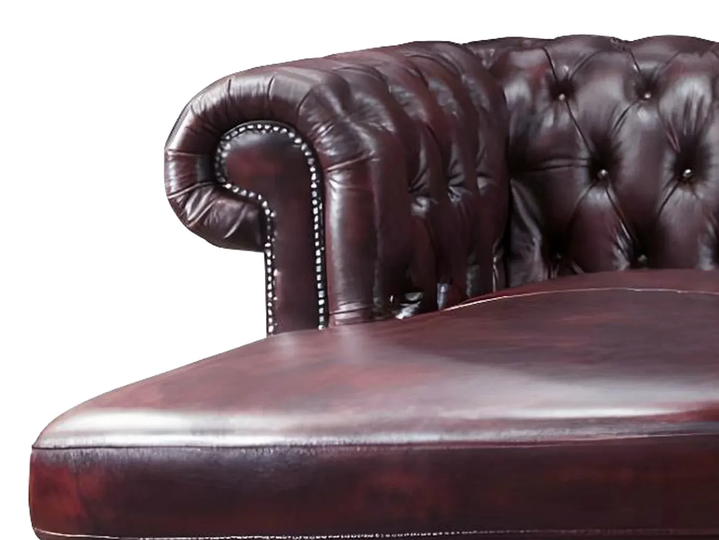 Sofá rinconera derecha chesterfield 100% piel cherry BRENTON