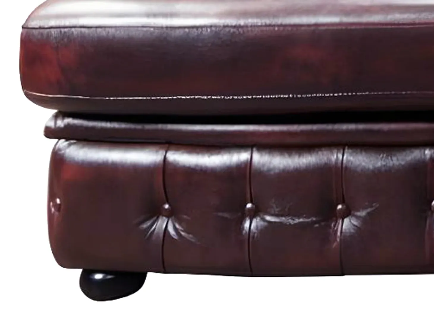 Sofá rinconera derecha chesterfield 100% piel cherry BRENTON