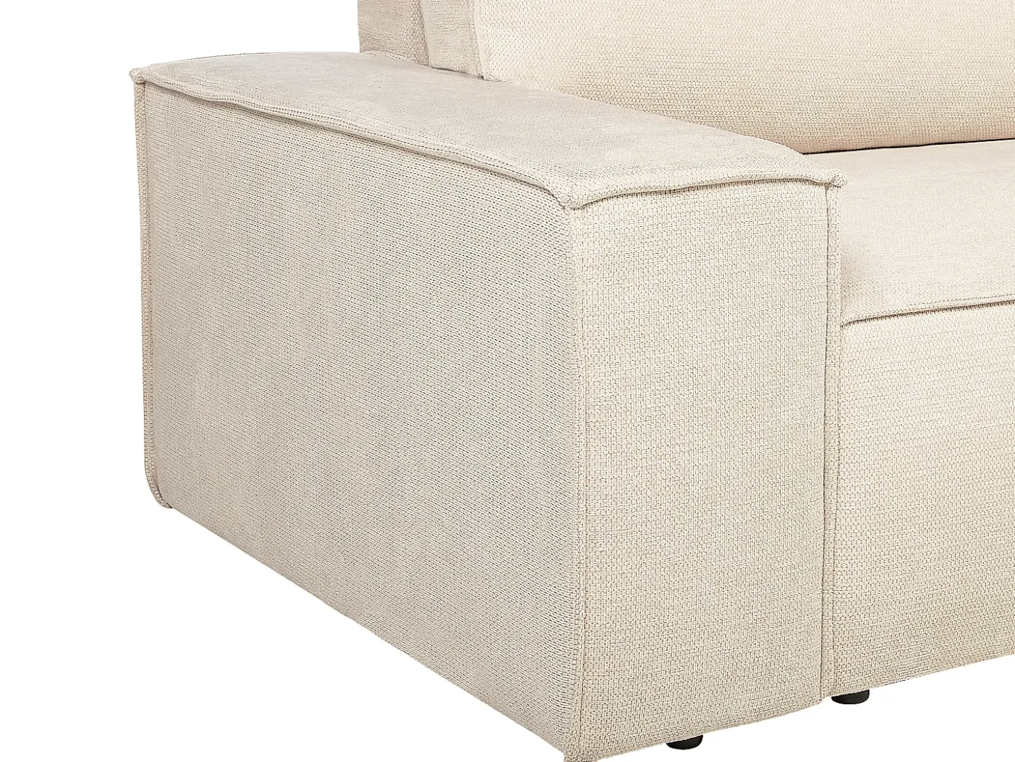 Sofá rinconera derecha convertible en tela texturizada beige AMELIA