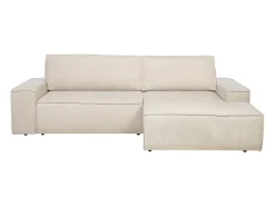 Sofá rinconera derecha convertible en tela texturizada beige AMELIA