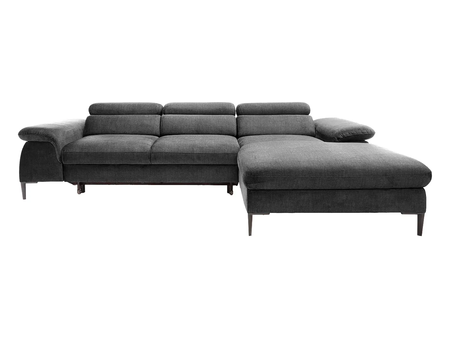 Sofá rinconera derecha convertible de terciopelo antracita diseño SEPINA