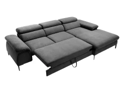 Sofá rinconera derecha convertible de terciopelo antracita diseño SEPINA