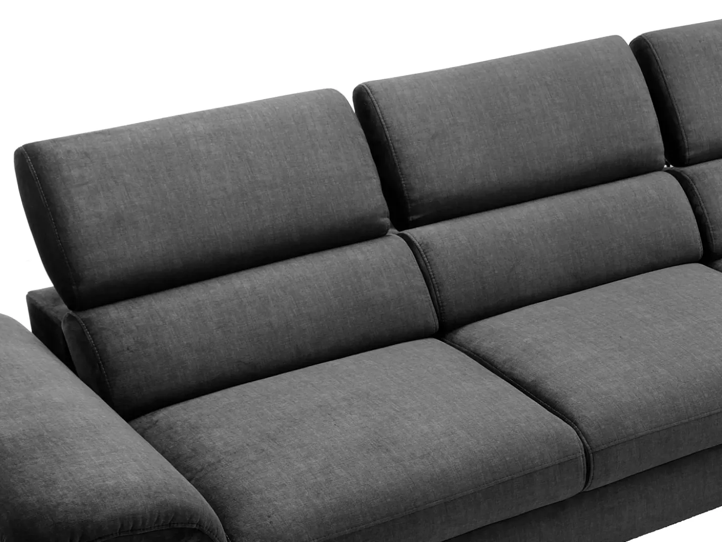 Sofá rinconera derecha convertible de terciopelo antracita diseño SEPINA