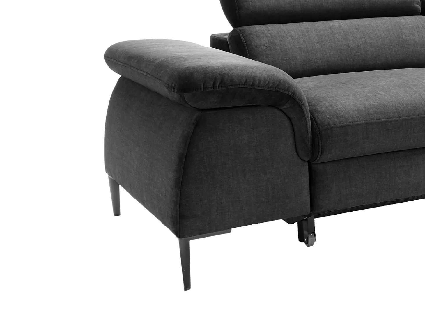 Sofá rinconera derecha convertible de terciopelo antracita diseño SEPINA