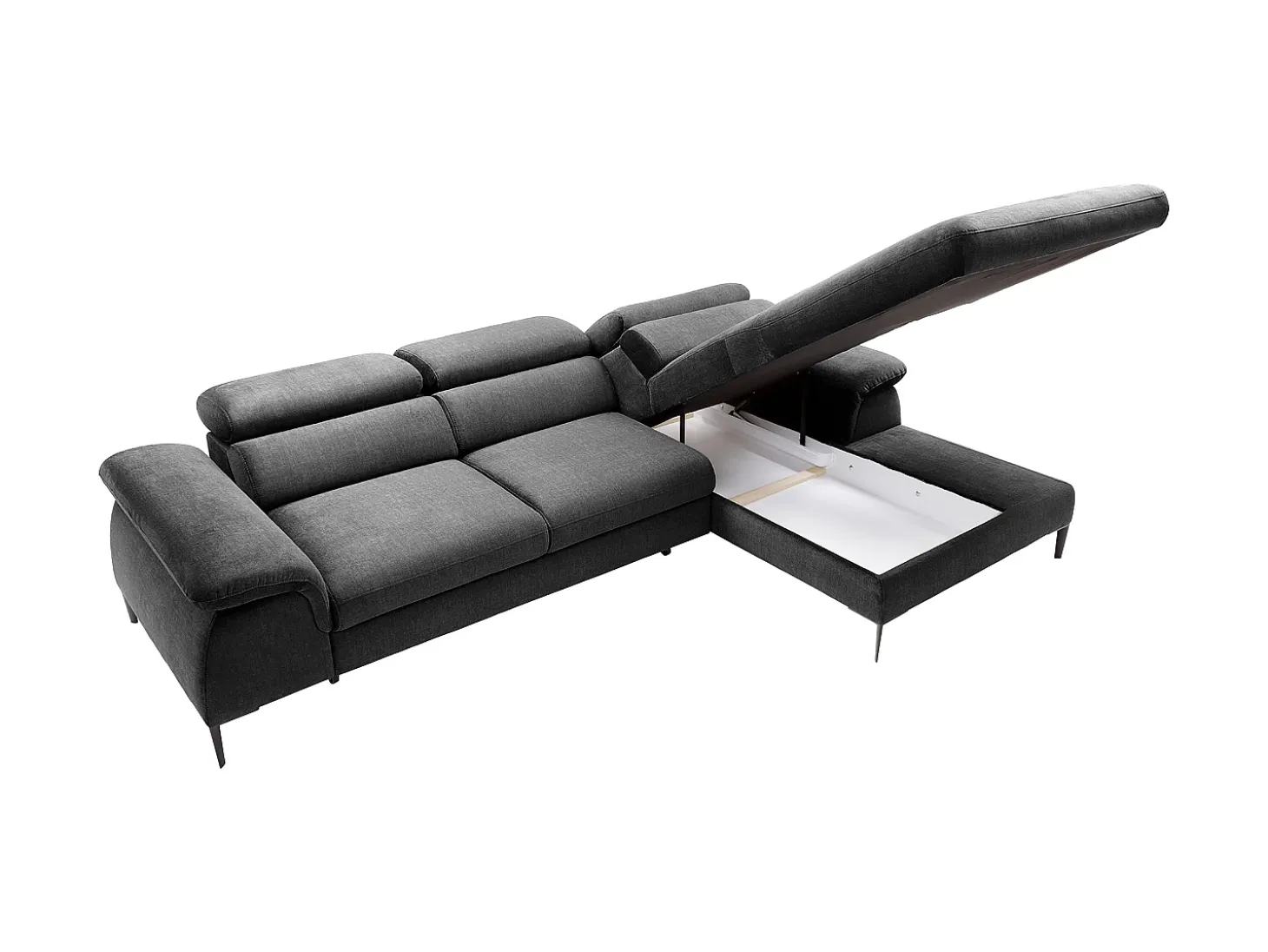 Sofá rinconera derecha convertible de terciopelo antracita diseño SEPINA