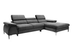 Sofá rinconera derecha convertible de terciopelo antracita diseño SEPINA