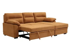 Sofá rinconera derecha convertible en tela terracota ULENIO
