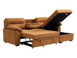 Sofá rinconera derecha convertible en tela terracota ULENIO