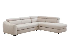 Sofá rinconera derecha convertible en tela texturizada beige BESEMA