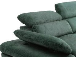 Sofá rinconera derecha convertible de tejido texturizado con baúl de almacenamiento verde MORAVA