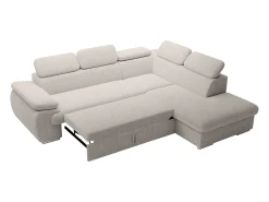 Sofá rinconera derecha convertible en pana beige FABIEN