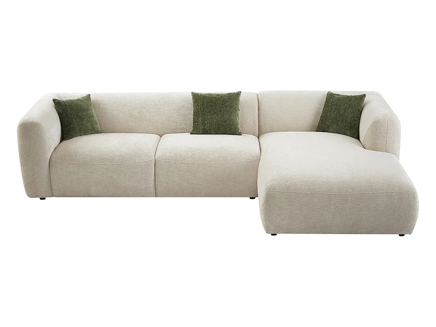 Sofá rinconera derecha de tela beige estilo contemporáneo TANCAVO