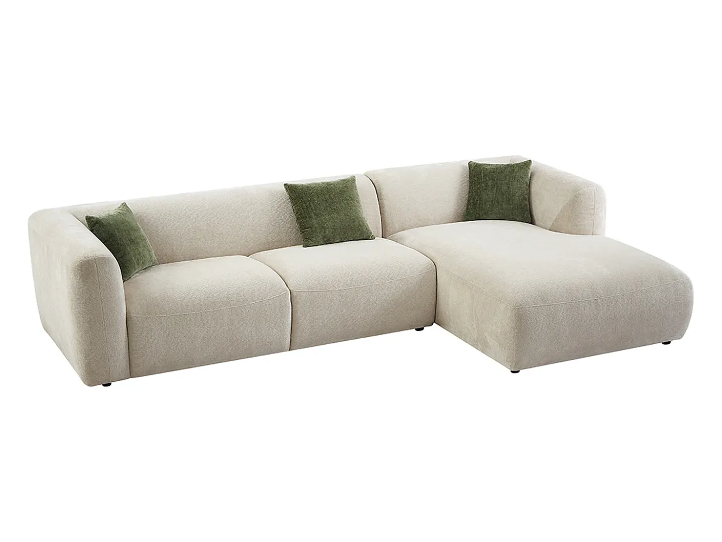Sofá rinconera derecha de tela beige estilo contemporáneo TANCAVO