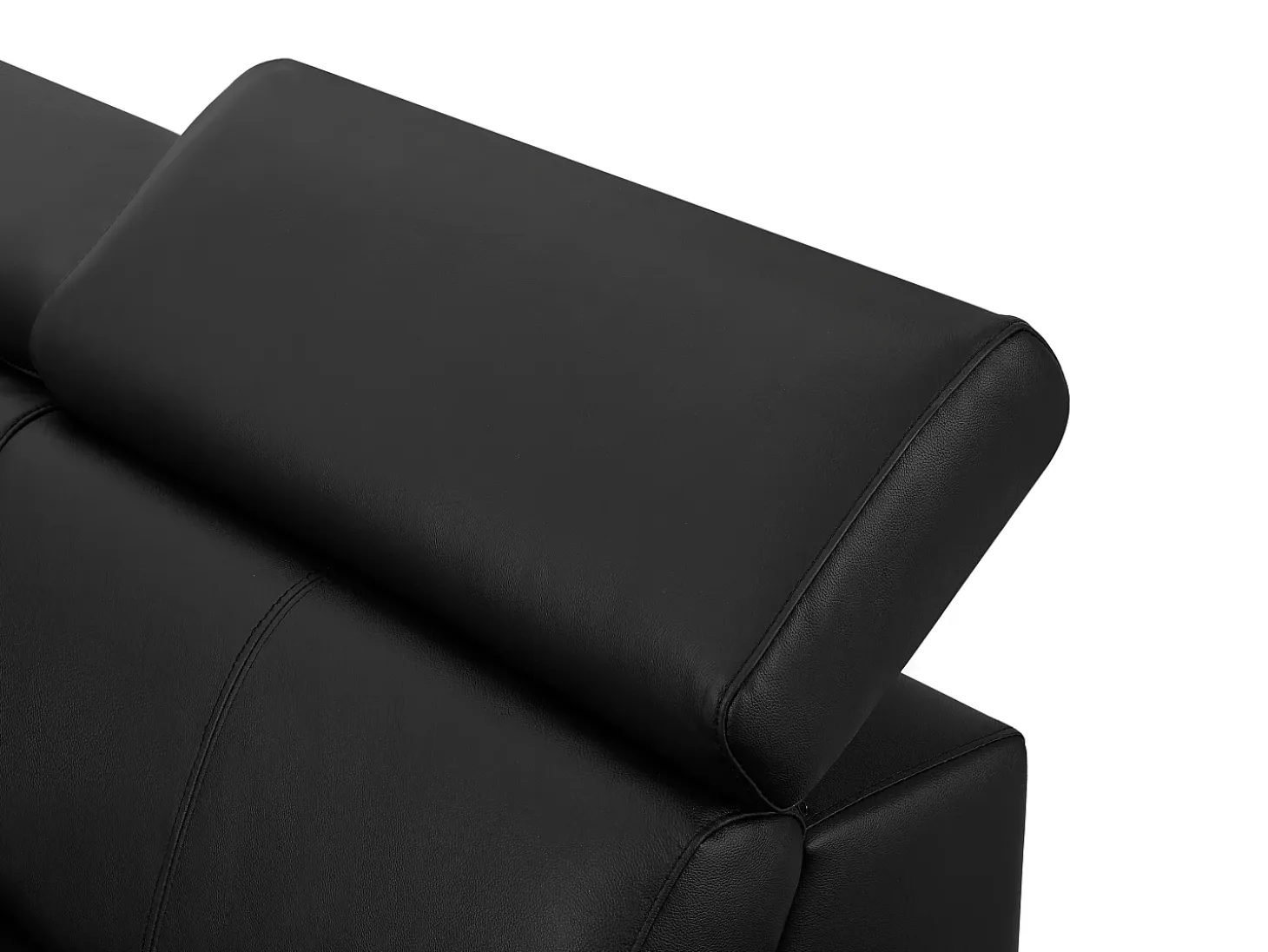 Sofá rinconera derecha de piel negro con reposacabezas amovibles MARAMBA