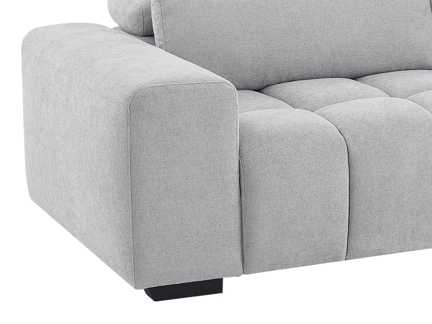Sofá rinconera derecha de tela gris texturizada LOPONZA