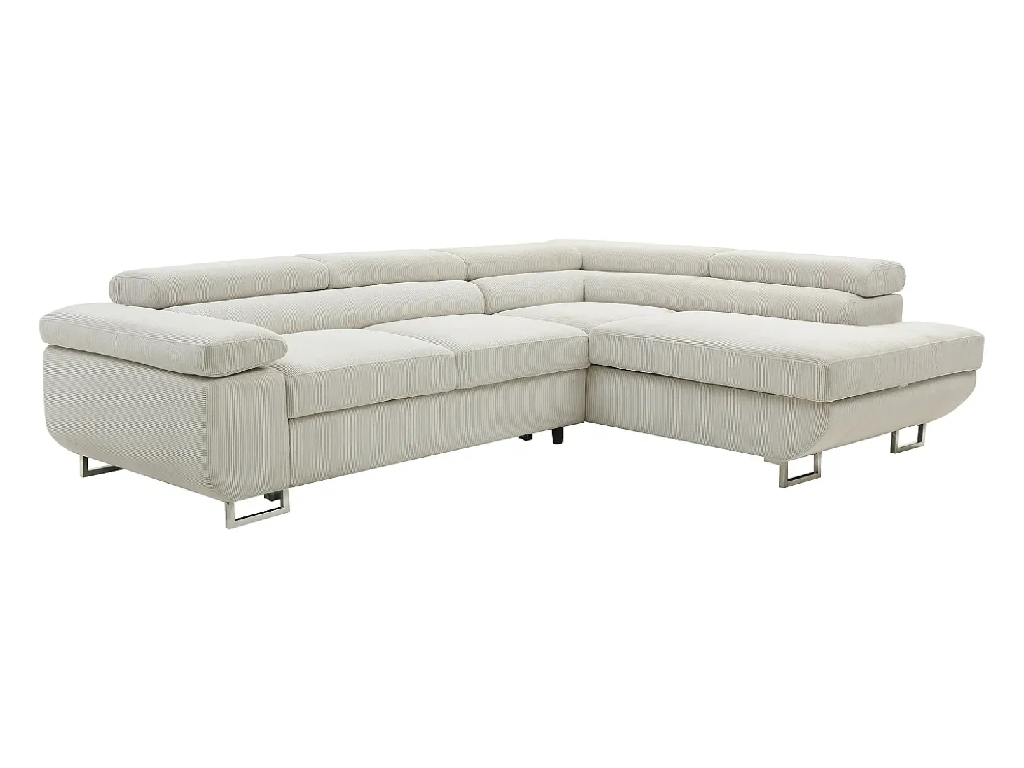 Sofá rinconera derecha de pana beige NURAZIO