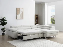 Sofá rinconera derecha de pana beige NURAZIO
