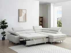 Sofá rinconera derecha de pana beige NURAZIO