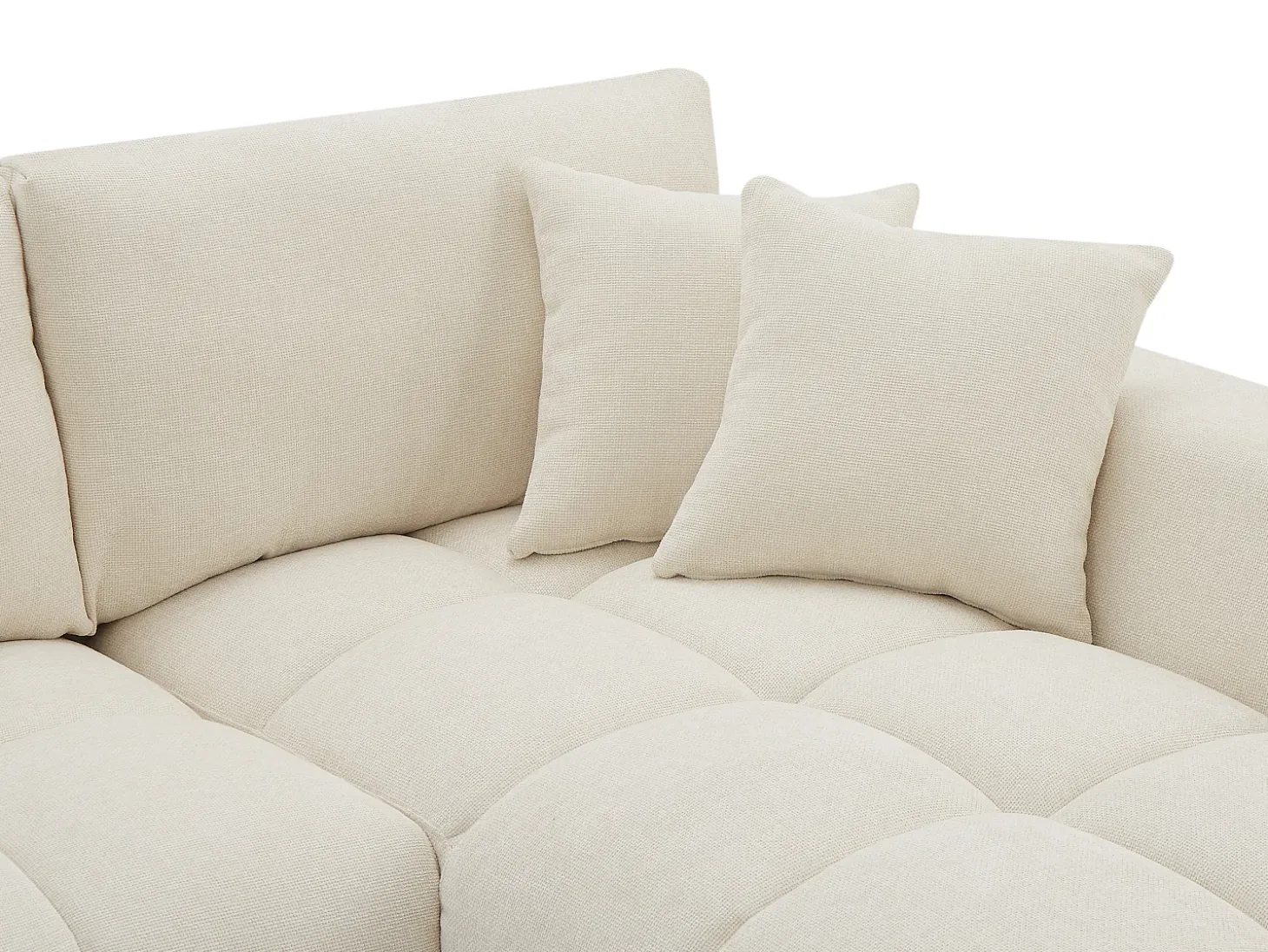 Sofá rinconera derecha de tela color beige BERENIA