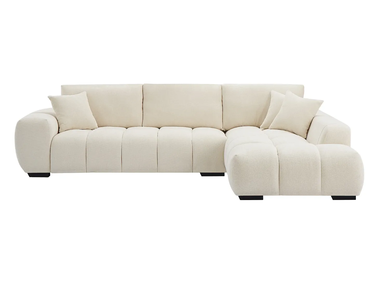 Sofá rinconera derecha de tela color beige BERENIA
