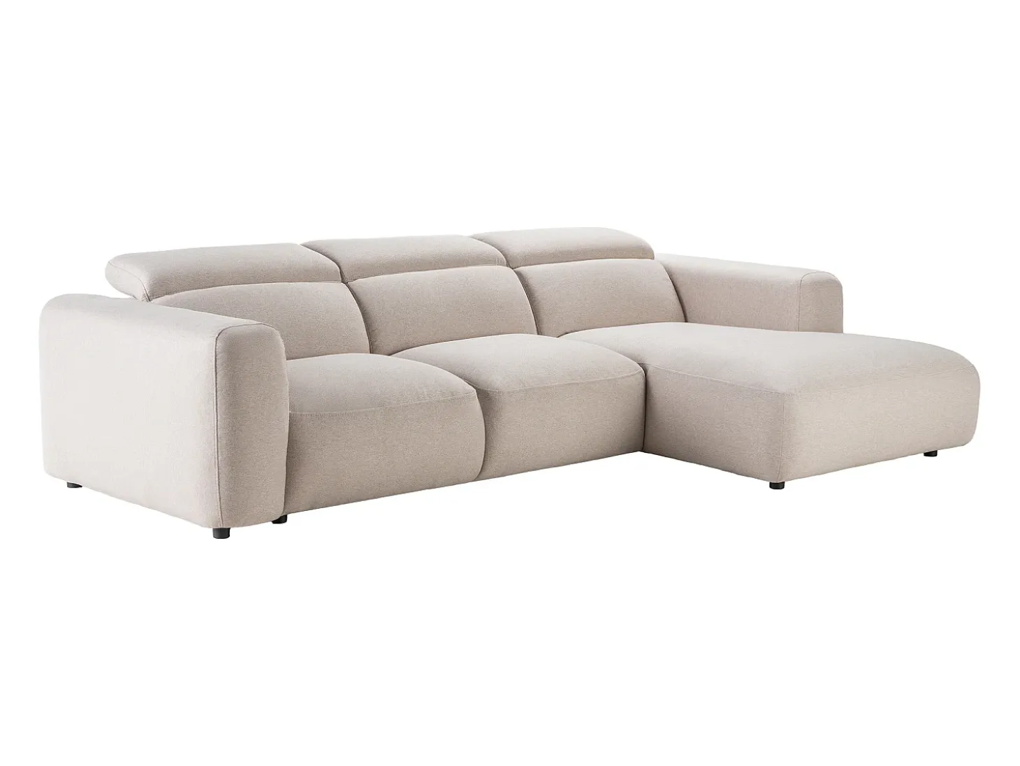 Sofá rinconera derecha en tela jaspeada beige. NELORIM