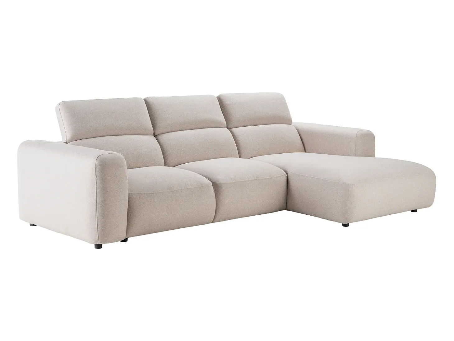 Sofá rinconera derecha en tela jaspeada beige. NELORIM